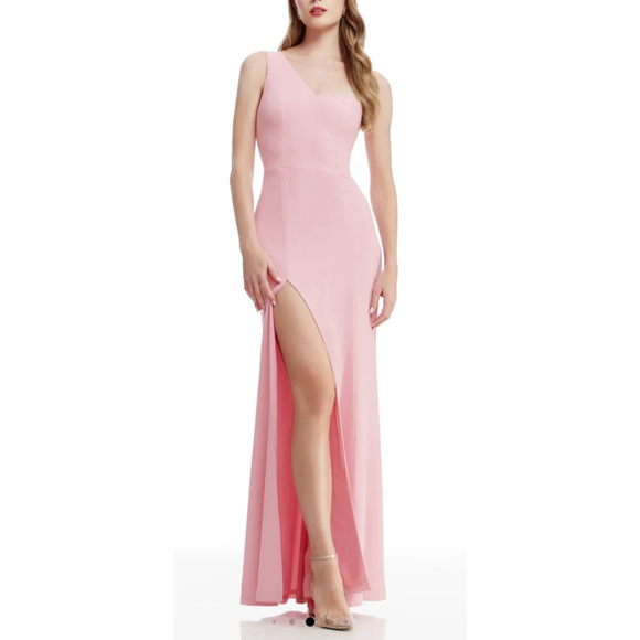 NEW Dress the Population Magdalynn Asymmetric One Shoulder Mermaid Gown Sz XS - Picture 1 of 7